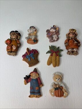 Vintage Autumn Harvest Resin Magnets Lot of 8